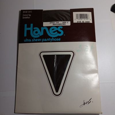 Vintage Hanes Ultra Sheer Pantyhose Size C Style 710 Gentlebrown Control Top