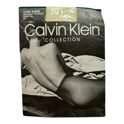 CALVIN KLEIN *NEW* Vintage 1990 Ultra Sheer Light Lycra Pantyhose Ivory Size B