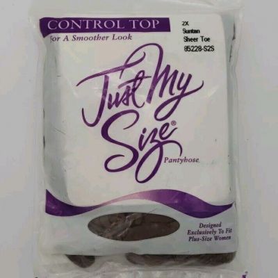 Leggs Just My Size Pantyhose 2X SUNTAN Control Top Sheer Toe NEW 85228-S2S