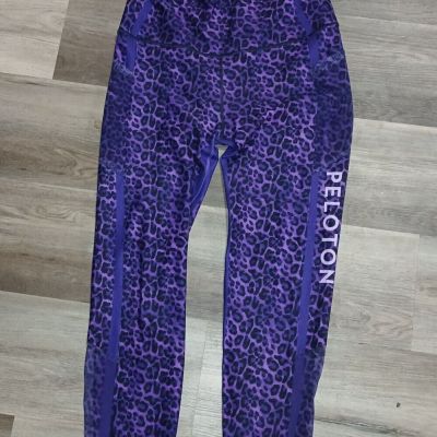 Peloton Sundays with Love Purple Cheetah Nala Size XL Leggings Pockets