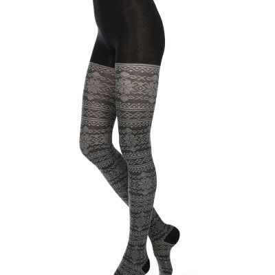 Holiday Snowflake Patterned Cotton Blend Sweater Tights