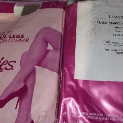 LOT 2 VINTAGE NEW Silkies Ultra Shapely Perfection Pantyhose Small Taupe 110105