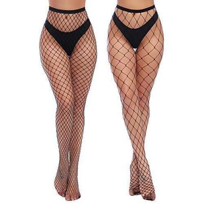 Womens High Waist Tights Fishnet Stockings Thigh High Pantyhose 2 Pair1