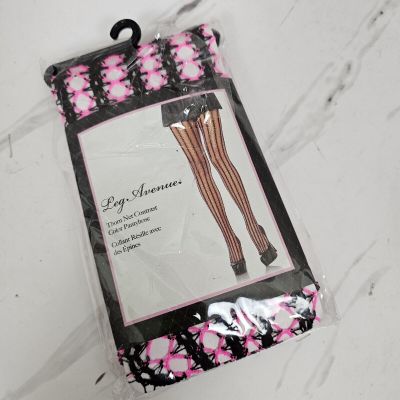 Leg Avenue Hot Pink Black Thorn Net Contrast Color Pantyhose Sexy Cosplay 9926