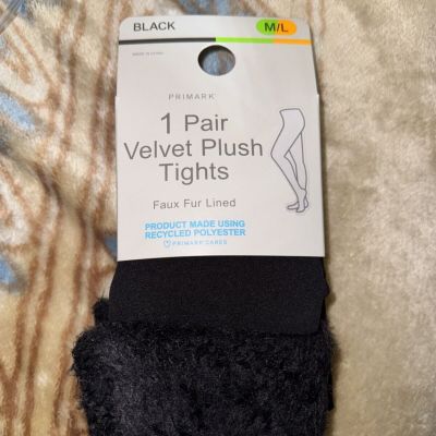 Velvet Plush Tights M/L  Faux Fur Lined