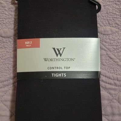 Worthington Control Top Tights Size 2 Black NEW with original Tag