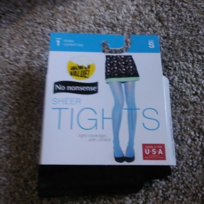 No nonsense sheer control top black tights size small