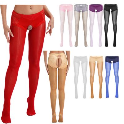 Women's Lace Pantyhose Nylon Silky Thigh High Stockings Sheer Hollow Out Tights