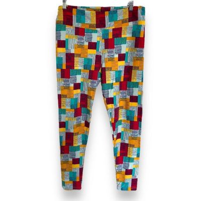 LuLaRoe Womens Leggings Sz TC Teal Mint Yellow Gold Red Geometric 12 14 16 18