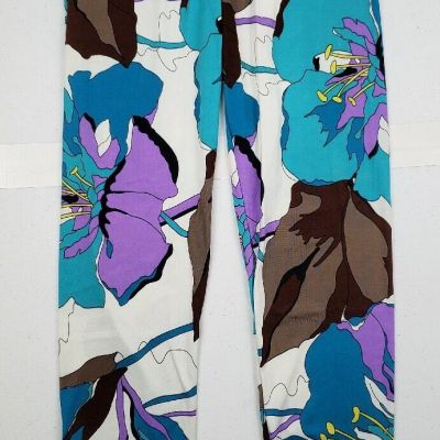 Yelete Leggings Multicolor Floral Pattern Womens One Size