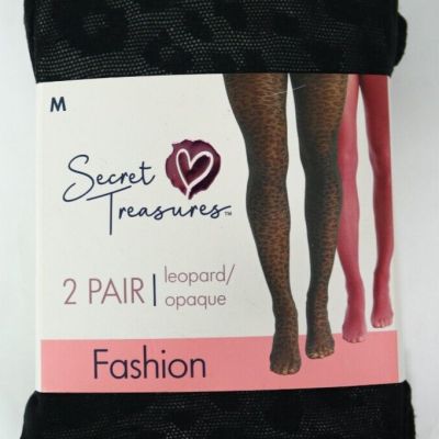 Women's Ladies 2 Pack Black Burgudy Opaque Fashion Tights Size Medium NEW