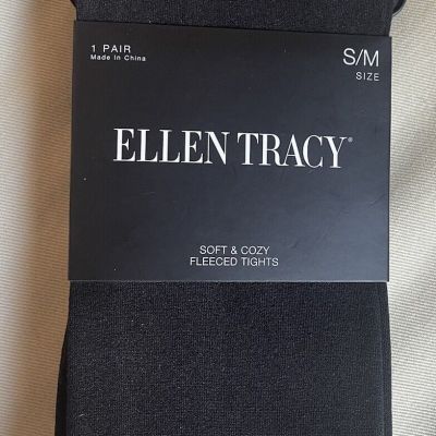 Ellen Tracy Women's S/M Fleece Footed Lined Tights Solid Black New With Tag