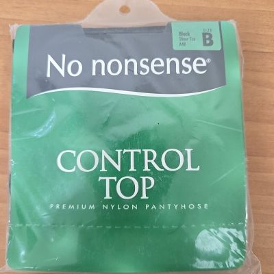 No Nonsense Control Top Pantyhose Sheer Toe Size B Black 1 pair NEW!