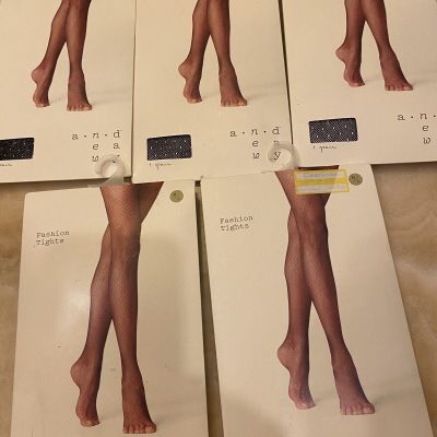 BEAUTIFUL SEXY WOMEN FASHION TIGHTS LOT 5 BLACK COLOR -SIZE M/L BRAND ~A NEW DAY