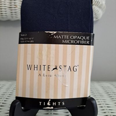 Ladies Navy Opaque Tights. White Stag, Size 2. Microfiber. Sissy Fem CD Trans