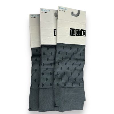 Hue Thunder Gray Polka Dot Knee Hi Socks One Size Fits Most 3 Pair