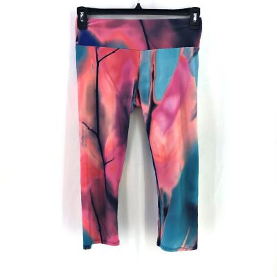 Onzie Pink Blue Marbled Tie Dye Yoga Athletic Cropped Legging S/M