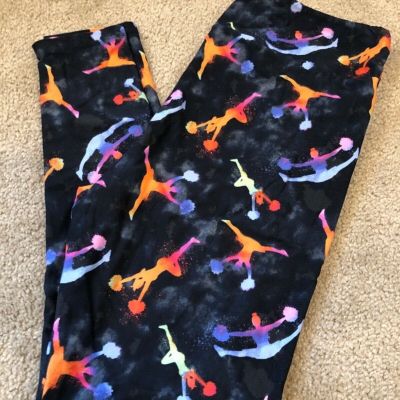 TC2 Lularoe Dancing Leggings Cheerleaders  Soft Cozy Bright And Fun Rare New NWT