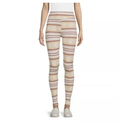 Time and Tru Womens Ivory FairIsle Leggings Size XL 16-18 New