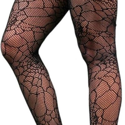 Women SPIDERWEB Fishnet Stockings High Waist Tights Halloween See-through New