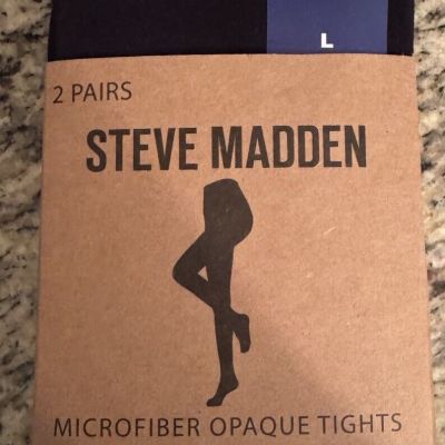 Steve Madden Women's Large Microfiber Opaque Tights 2 Pairs New