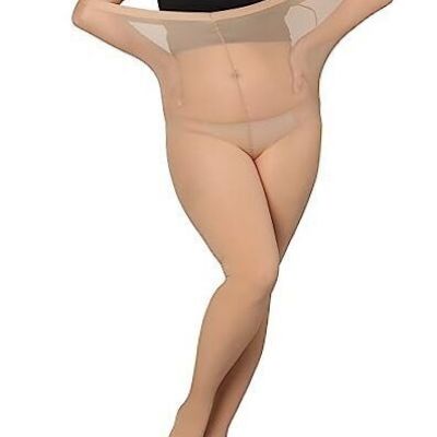 Plus Size Tights for Women, Control Top Semi 5X-Large-6X-Large 1 Pair-tan