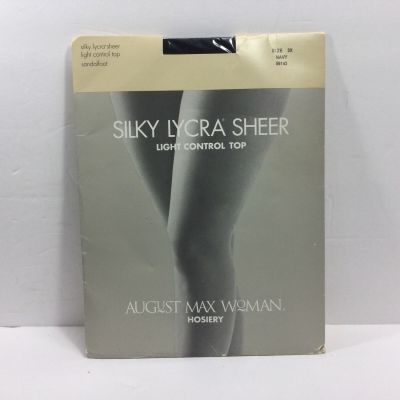 August Max Hosiery Silky Lycra Sheer Light Control Top Womens Size 2X Navy New