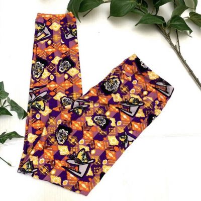 LulaRoe Womens Halloween Leggings Frankenstein Witch Orange Pants One Size