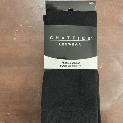 New Lot Of 2 Chatties Fleece Lined Footed Tights M/L Legwear Black