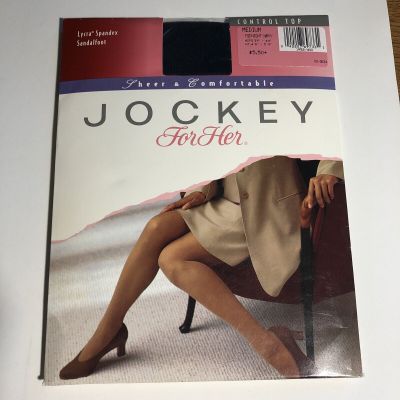 Jockey For Her Control Top Nylon  Pantyhose Midnight Navy sz Medium Sandalfoot