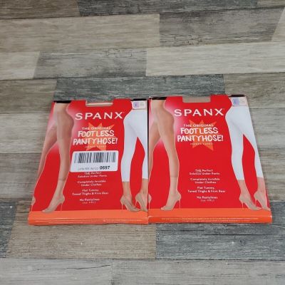 Spanx High Waisted Footless Pantyhose Power Capri Size E Shade Nude 2-PACK