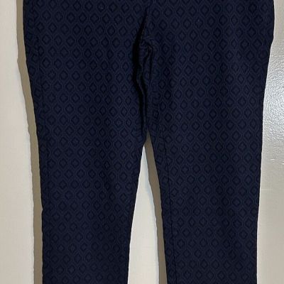 Roz & Ali, Blue Geometric Print Pull-on Legging Style Stretch Pants, size 8