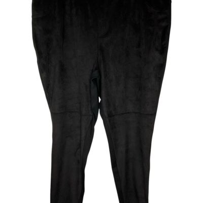 H by Halston Faux Suede Ponte Leggings Seam Detail A370470 Black Size 22W NEW