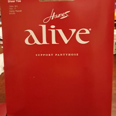 Hanes Alive 811 Full Support Sheer Toe-To-Waist Pantyhose Sz F Sandalfoot