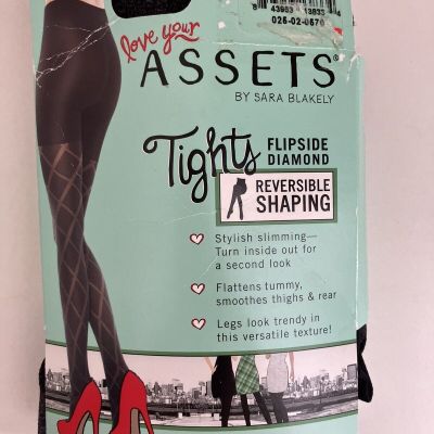 BNIP! Spanx ASSESTS diamond PRINT control TOP tights BLACK Size: 1 Small NWT!