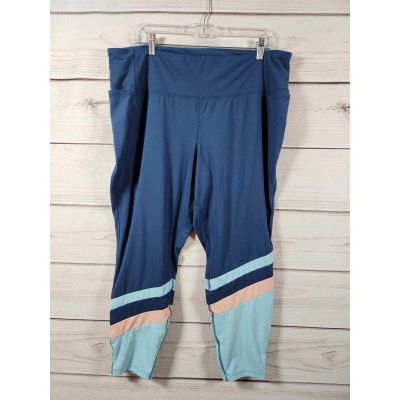 Livi Women's Blue Colorblock Stretch Soft High Rise Pocket Legging Size 22/24