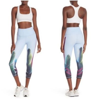 Zella Pure Crop Vision Print Active High Rise Leggings Medium Tropical Yoga  M