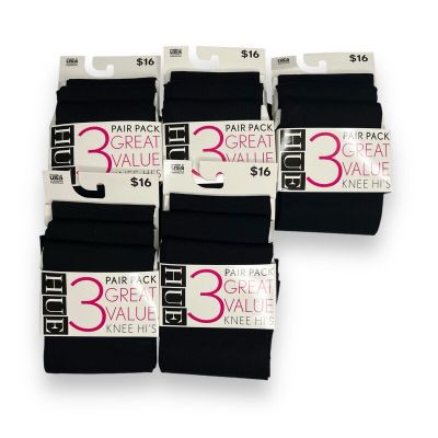 15 Pairs Hue Black Knee High Socks Opaque One Size Fits Most New Women