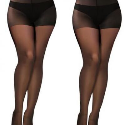 2 Pairs Sheer Black Tights for Women -20D High Waist women's Pantyhose ?Plus