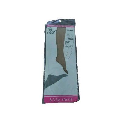 On The Go Knee Highs Hosiery Premium Top Comfort Size 8 1/2-11 Nude Double Band