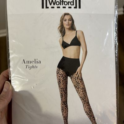 NEW WOLFORD Black Amelia Tights S Floral