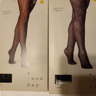 2 PAIRS!!! Womens A New Day Fashion Tights Black Size S/M see chart and pic