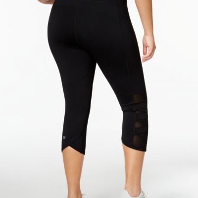 Calvin Klein Womens Performance Plus Size Compression Crop Leggings,1X,Black