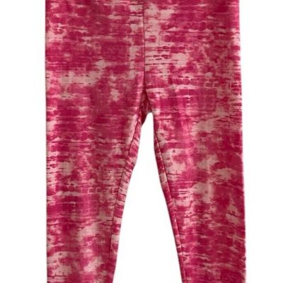 Time & Tru Womens Size S Pink Splotchy Shibori High Rise Capri Leggings NWT