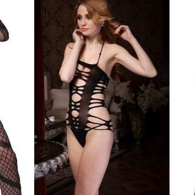 Killer Legs Fishnet Cutout Teddy + 2 Crotchless Bodystockings 3 Pc Lot 06 41 125