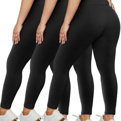 HLTPRO 3 Pack Plus Size Leggings for Women(X-Large - 4X)- High Waist Stretchy So