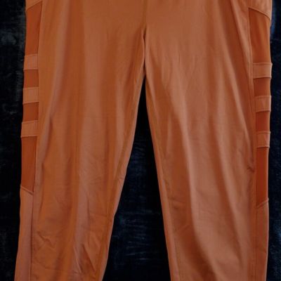 White Birch Leggings Women Size 3X Orange Nylon Pockets Elastic Waist Flat Front