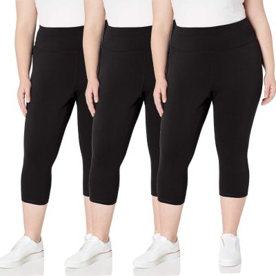 TNNZEET 3 Pack Plus Size Capri Leggings with 3X-Large, A-black/ Black/ Black