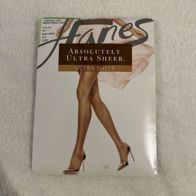 HANES Absolutely Ultra Sheer Toe Control Top Tights Barely There Sz F Style 706