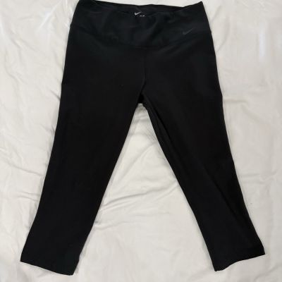 Nike Pants Large Adult Black Dri Fit Capri Leggings Stretch Logo Womens